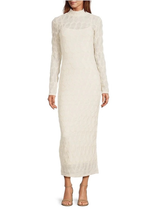 ANTONIO MELANI Dresses & Skirts - NWT Antonio Melani Katelyn Long Sleeve Turtleneck Puckered Jacquard Midi Dress